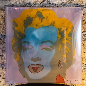 Glass Plate Marilyn Monroe by Andy Warhol, Rosenthal Studio Red