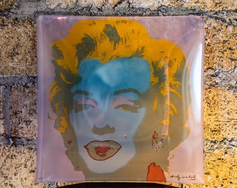 Glass Plate Marilyn Monroe by Andy Warhol, Rosenthal Studio Red
