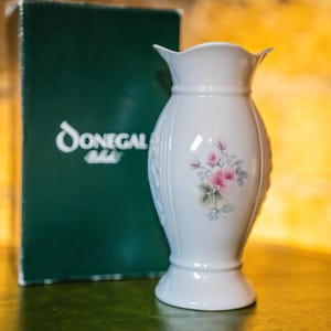 Belleek Donegal Pink Roses Porcelain Vase