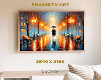 Romantic Park Date Frame TV Art: Urban Oil Painting (Digital Download)