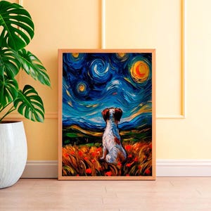 Jack Russell Dog Art in Van Gogh Style | Starry Night Inspired JPG Printable | Pet Lover Gift | Instant Download