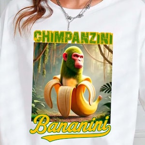 Chimpancé Bananini PNG / Imágenes prediseñadas de la pudrición cerebral italiana / Sublimación de arte meme / Imágenes prediseñadas virales de mono plátano / Descarga digital