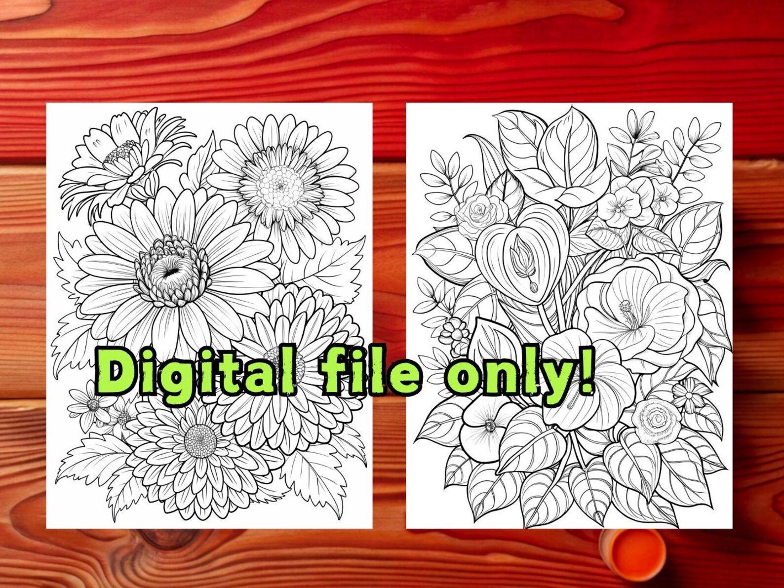 Botanical Flowers Coloring Pages for Relaxing Flowers Coloring Book for ...