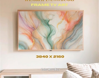 Lyrical Abstract TV Art: Soft Pastel Colors, Golden Glitter (Digital Download)