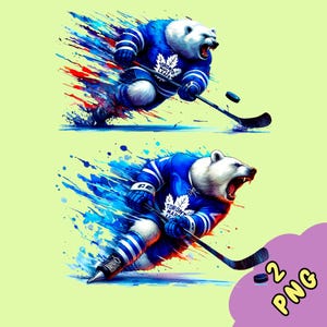 Toronto Team inspirierte Hockey Eisbär Kunst | Transparenter Hintergrund PNG | Sport Fan Printable | Sofort Download