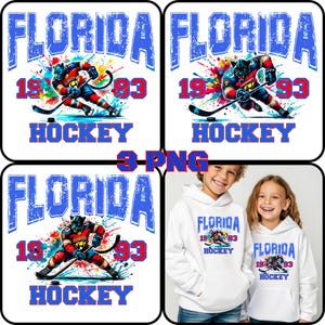 Set von 3 Florida Hockey PNGs | Inspiriert von Florida Panthers | 1993 Panther Clipart | Vintage Sport Sublimation | Retro Eishockey Kunst