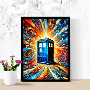 TARDIS Police Box Poster Inspired Doctor Who Wall Art Printable  Illustration For Home decor, Gift idea