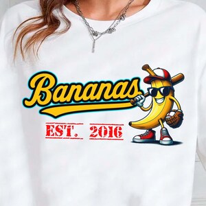 Lustige Baseball Banane PNG | Coole Cartoon-Obst-Figur | Transparenter Hintergrund Clipart für Geschenke und T-Shirts | Digitaler Download