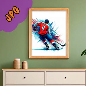 Alexander Ovechkin Watercolor Poster: Washington Capitals Art (Instant Download)