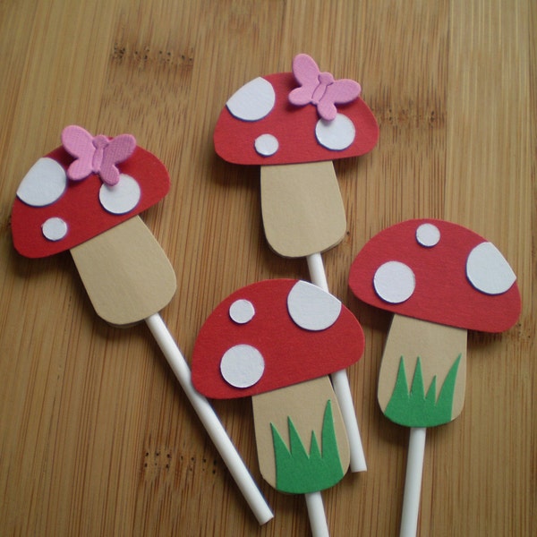 Mushroom cupcake toppers