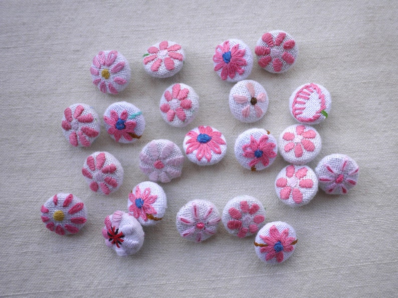 68 inch restock vintage embroidery one button MORE 15mm Hand embroidered flower button