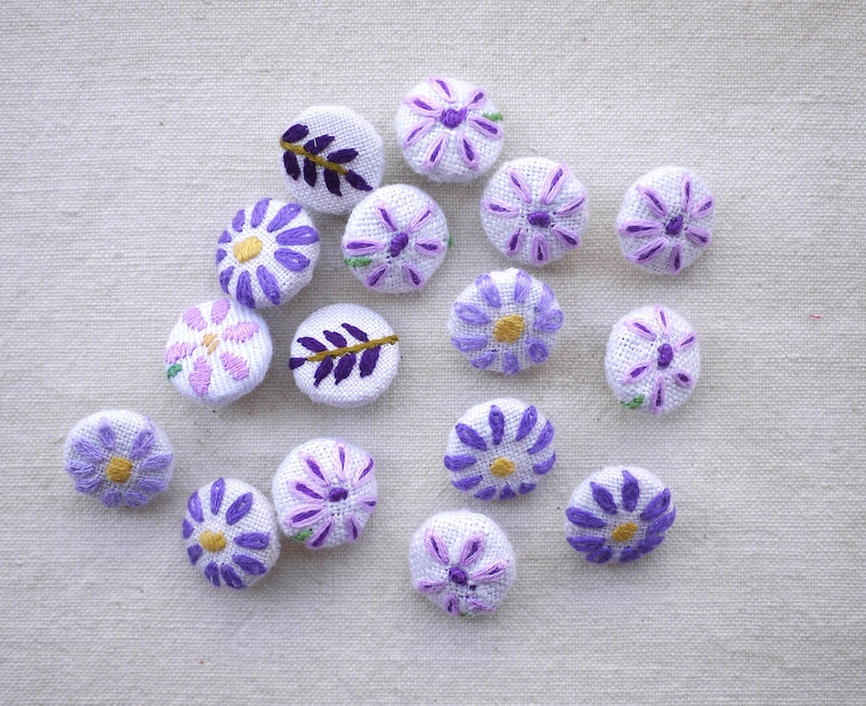 68 inch restock vintage embroidery one button MORE 15mm Hand embroidered flower button