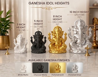 Ganesha Statue for Pooja Room | Ganesh Idol Hindu Home Decor | Ganpati Murti | Diwali Housewarming Gift | Made in Canada