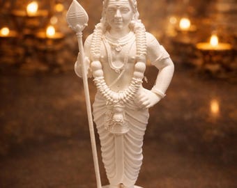 Lord Murugan Statue | Kartikeya Subramanya Idol | Vel Murugan | Tamil Hindu Pooja Room Decor | Made in Canada