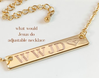 What would Jesus do bar necklace, WWJD necklace, What would Jesus do jewelry, Religious jewelry, Confirmation gift, Faith based jewelry