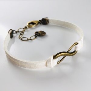 Infinity leather friendship bracelet, Eternal love bracelet for her, Bronze Infinity Love without end jewelry.