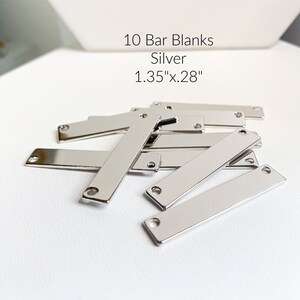 10 stamping blanks, Personalized stamping blanks bars, Ready to stamp, Ready to engrave, Jewelry supplies, Necklace bar