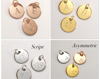 Initial disc charm * Coin disc charm * Personalized disc * Custom Initial charm