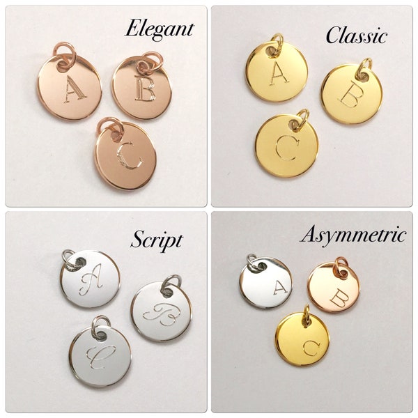 Initial disc charm * Coin disc charm * Personalized disc * Custom Initial charm