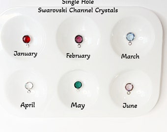 Cristais Swarovski Channel com pedras de nascimento, encapsulados em prata, 6 mm
