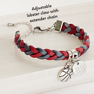 Basketball Bracelet, Leather Bracelet, Team Sport Jewelry, Personalized Jewelry, I Love Basketball, Custom Sport Jewelry