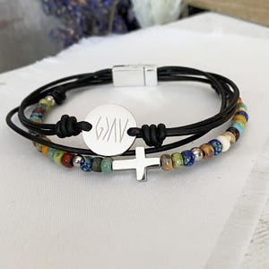 God is greater than the highs and lows leather bracelet, Confirmation gift, Leather bracelet, Baptism gift, Christian jewelry, Gift for her