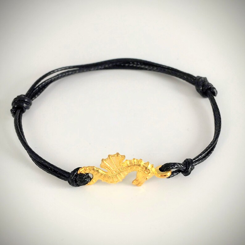 Minimalist jewelry Bracelets Cord tie bracelet Friendship bracelet Dainty bracelet Jewelry Gold seahorse charm Seahorse bracelet