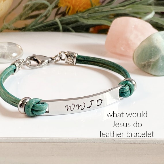What Would Jesus Do Leather Bracelet WWJD Jewelry Religious - Etsy