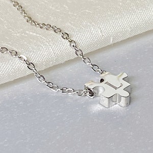 Autism awareness puzzle piece necklace, Gold puzzle piece, Silver puzzle peice, Rose gold autism charm, Autism slide charm, Autism gift.