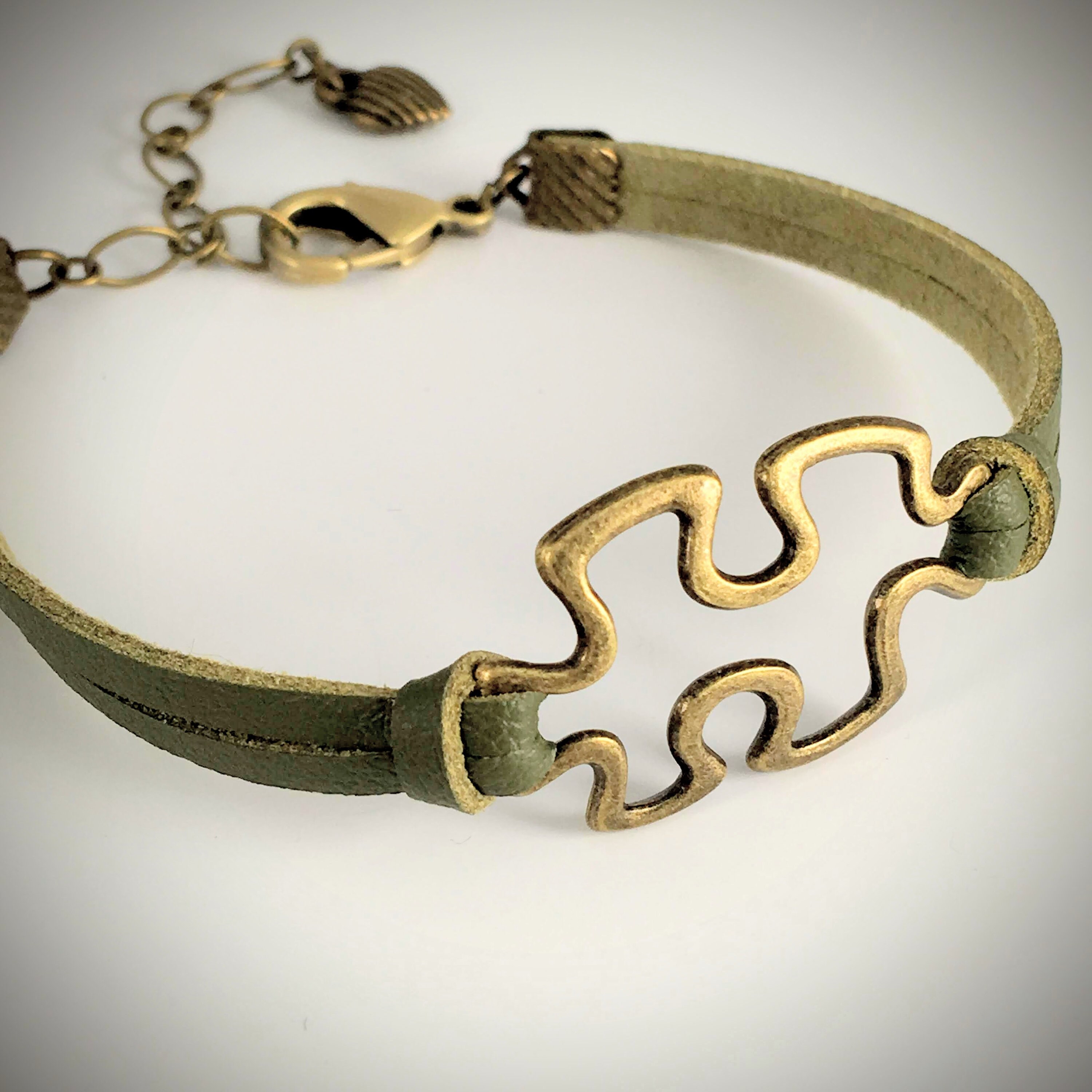 SBI Jewelry Pulsera Concienciación Autismo - Colgante Corazón Y Pieza De Puzzle, Aleación, Para Mujer Y Hombre