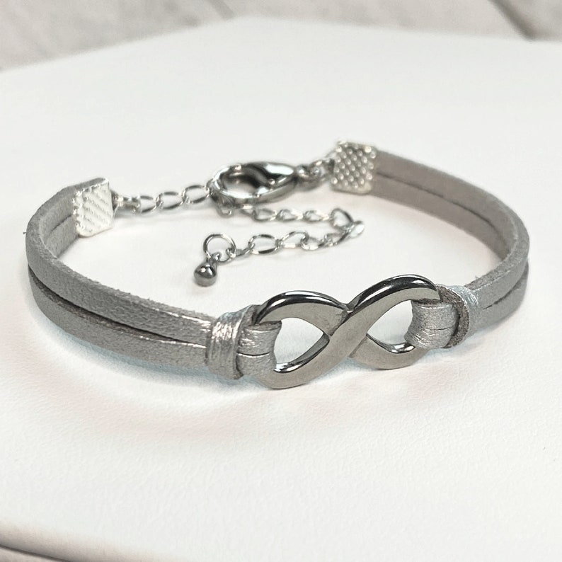 Infinity bracelet, Leather infinity bracelet, Friendship bracelet, Unisex jewelry, Anniversary gift, Best friend gift, Never ending love image 3