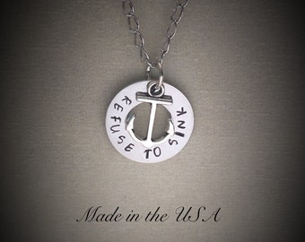 Refuse to sink necklace, nautical necklace