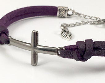 アクセサリー Engraved the Cross leatherbracelet GINZI Christian Cross Personalized Mens Leather Bracelet Cross