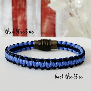 Thin blue line bracelet, Back the blue bracelet, Police support jewelry, Law and Order support, Police blue line, Magnetic clasp bracelet