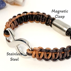 Infinity bracelet, Men&#39;s leather infinity bracelet, Masculine bracelet, Men&#39;s leather jewelry, Eternal love bracelet, Men&#39;s leather gift