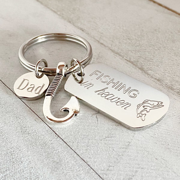 Fishing in heaven keychain, Remembrance keychain, Personalized memory keychain, Gone fishing in heaven keychain gift, Fish hook keychain