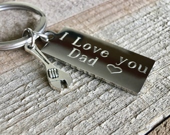 Wrench Keychain, Dad key chain, Fathers day gift, Keychain, Wrench charm, Handyman gift, Gift for Dad, Dad gift, Gift for him, Custom gift