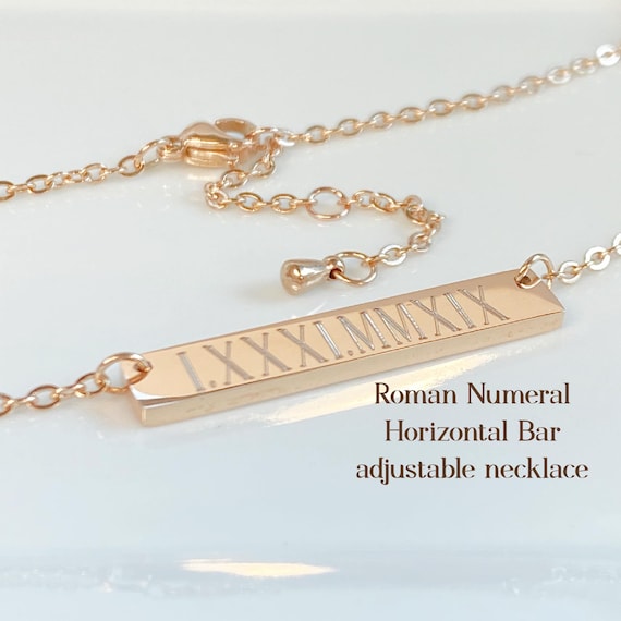 Engraved Horizontal Bar Necklace: Personalized Name, Gold, Silver