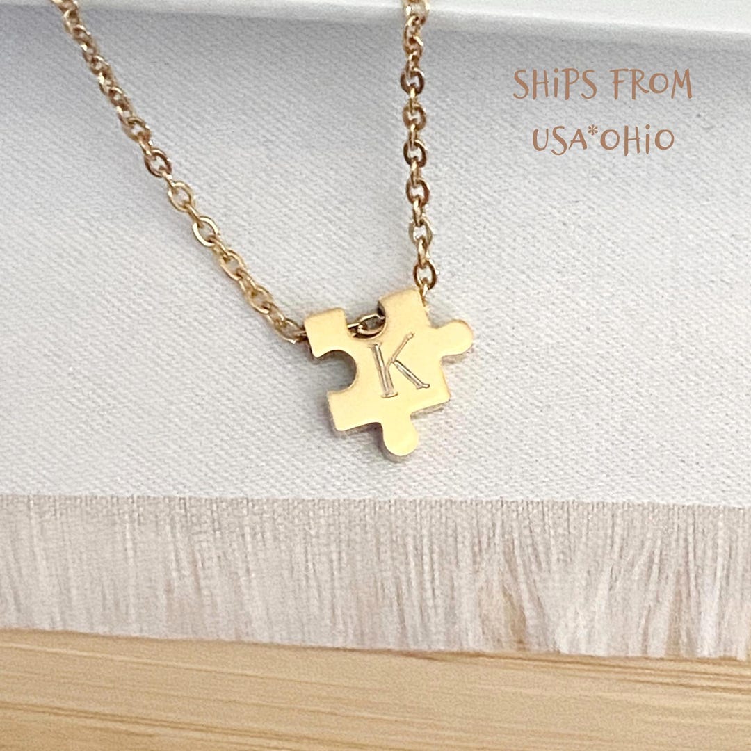 Personalized Autism Awareness Puzzle Piece Necklace, Stainless Steel ...