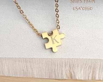 Personalized Autism Awareness Puzzle Piece Necklace, Stainless Steel Charm