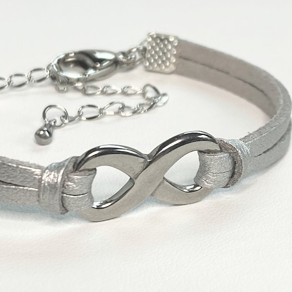 Infinity bracelet, Leather infinity bracelet, Friendship bracelet, Unisex jewelry, Anniversary gift, Best friend gift, Never ending love