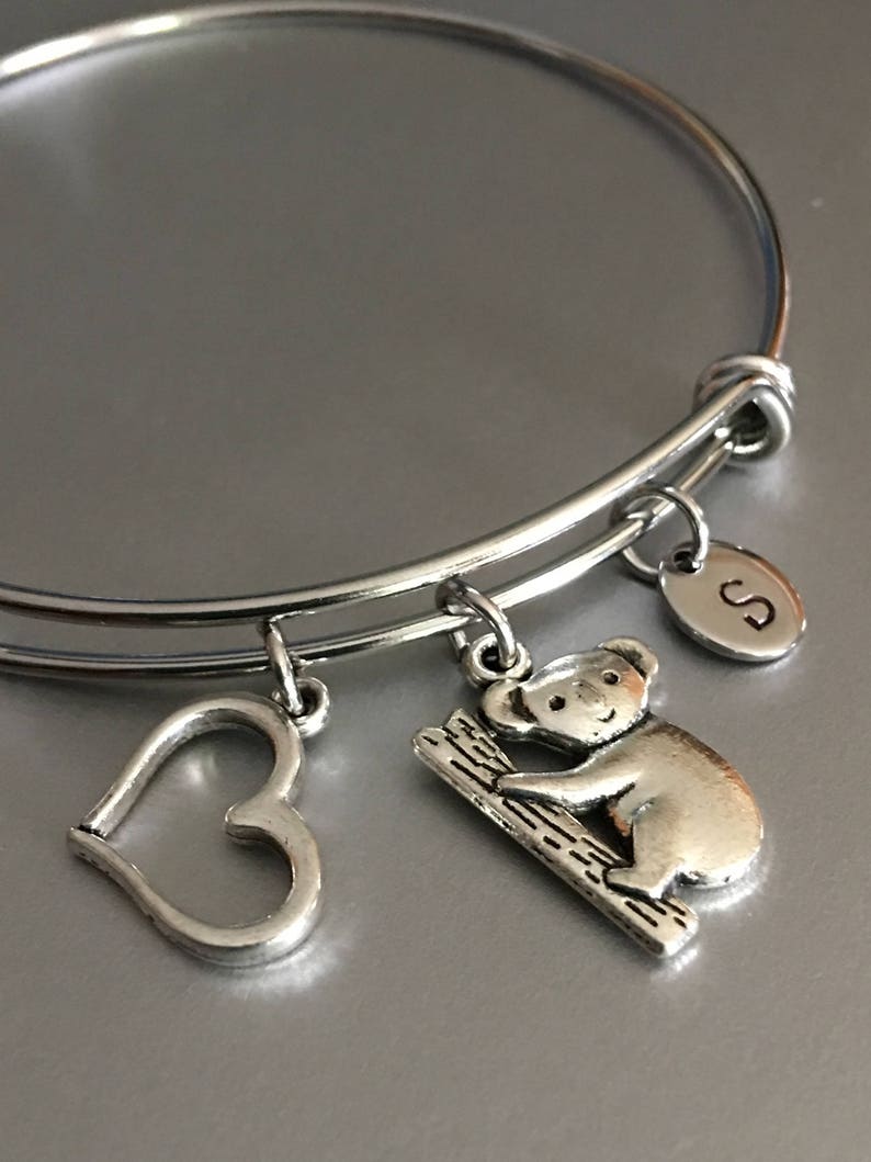 Koala bear bracelet,Koala bear charm,Monogram,gift for her Bear bracelet Bracelet,Friendship bracelet Personalized,Charm bracelet,Gift