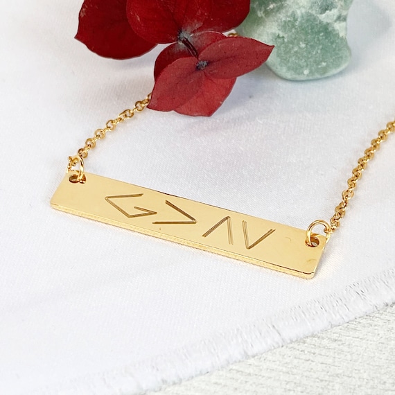 God is Greater Than the Highs and Lows Bar Necklace Scripture