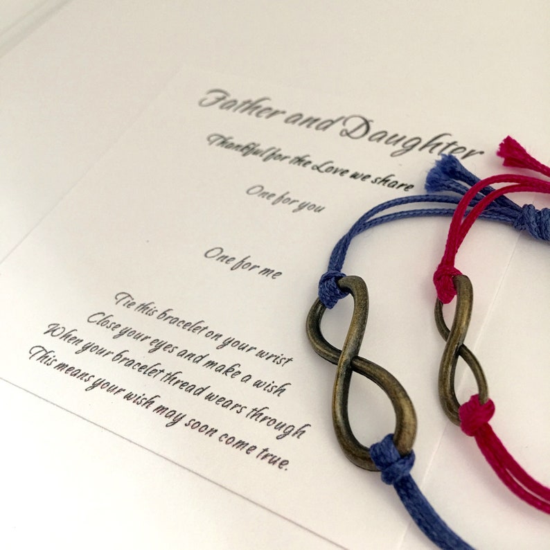 Father daughter gift,Infinity bracelets,Father/'s day gift,Gift for Dad,Daddy and me,Gifts and mementos,Bracelets,Jewelry,Wish bracelet,gift