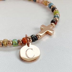 Cross bracelet, Confirmation gift, Beaded Cross bracelet, Beaded stretch bracelet, Religious jewelry, Christian bracelet, Gift for her