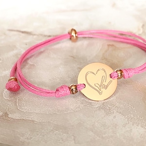 I Love You Sign Language Bracelet, ASL Heart Charm, Waxed Cord Jewelry