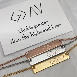 God is greater than the Highs and Lows Necklace, Scripture Jewelry, Thinking of you gift, Christian Jewelry