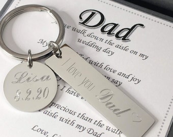 Father of the bride keychain gift, Walk with Dad, Dad keychain gift, Bride gift to Dad, Wedding day gift, Wedding party gift