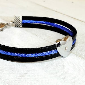 Thin blue line bracelet, Back the blue bracelet, Police support jewelry, Law and Order support, Police blue line, Heart bracelet,