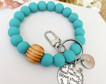 Be kind  Beaded wristlet keyfob Bracelet keychain Confirmation Baptism First communion gift for her